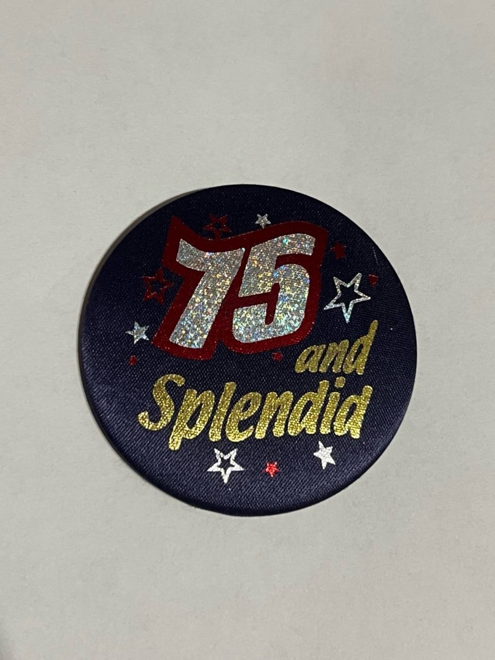 75 and Splendid Celebration Button - Navy Blue